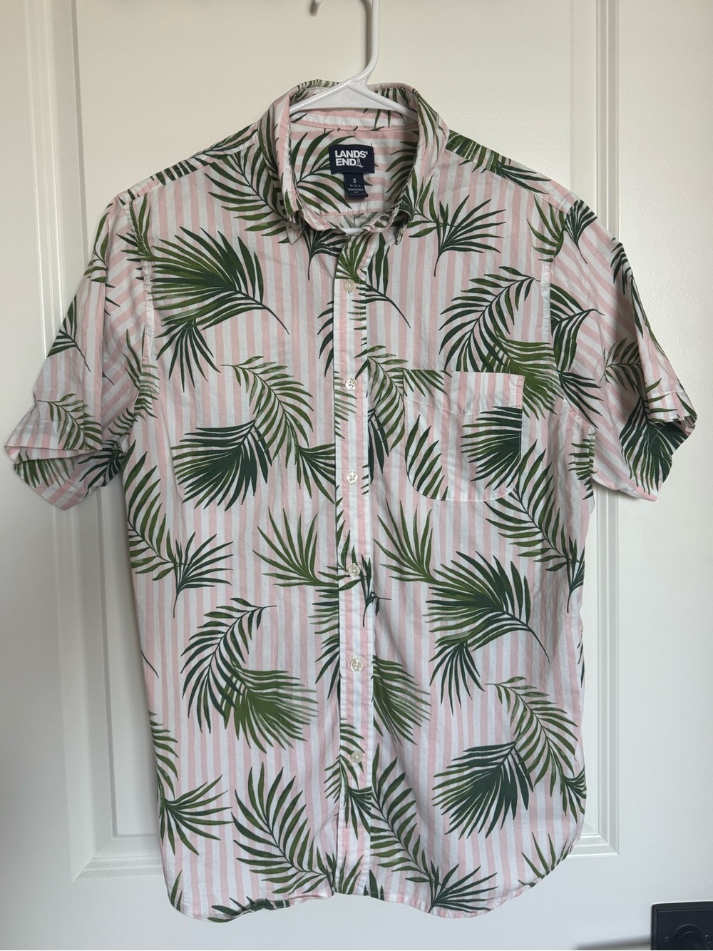 Lands' End Men’s Button Down Shirt - Pink & Green